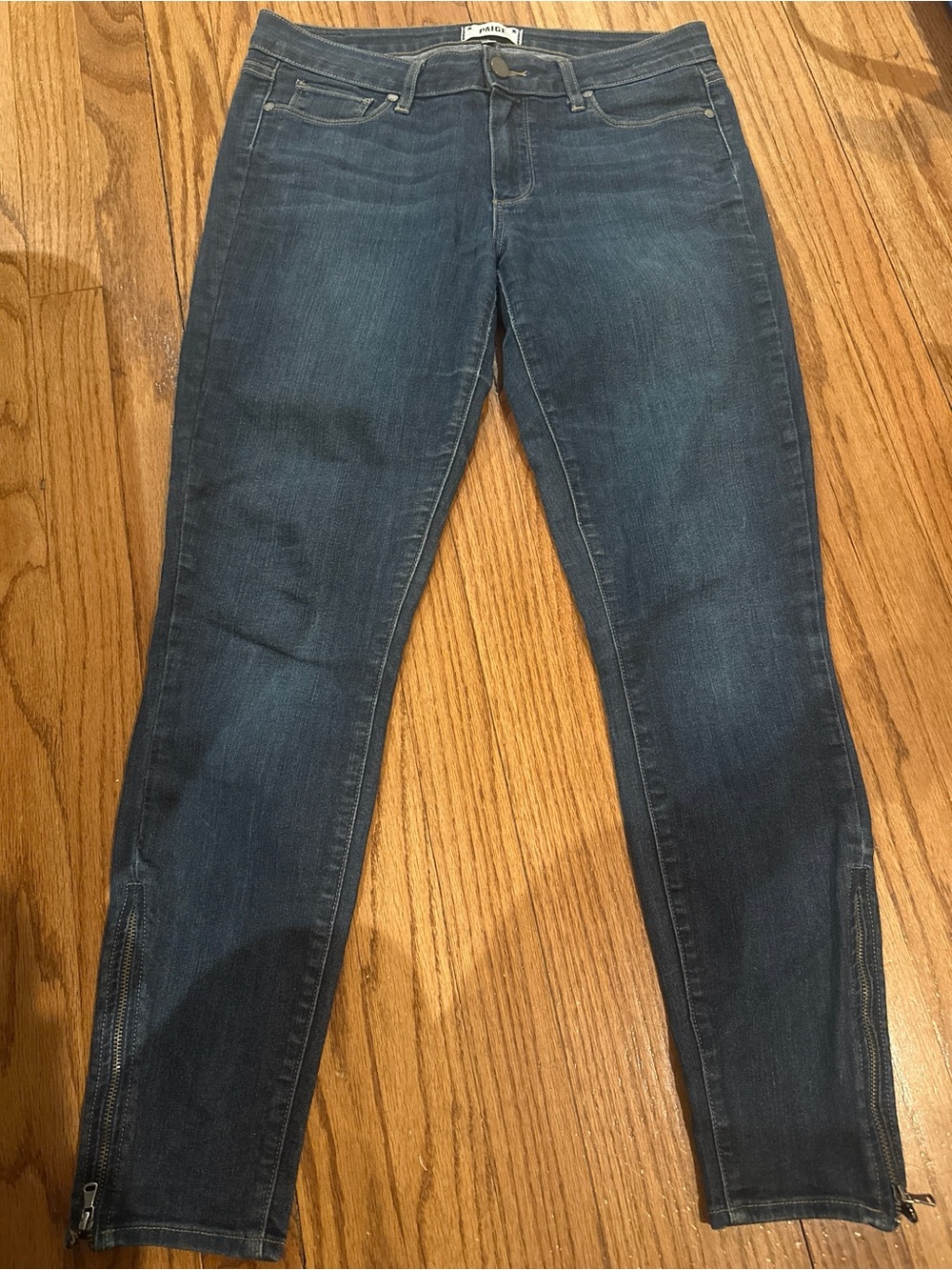 PAIGE Verdugo Ankle Dark Blue High-Rise Ankle Skinny Jeans EUC - Picture 3 of 5
